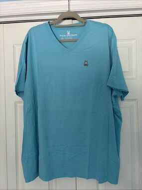 Psycho Bunny Men's V-Neck Tee - Aqua